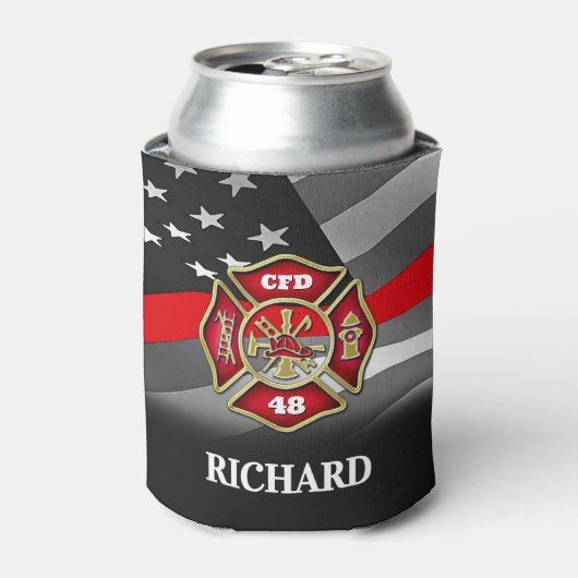 ファイアパーソナライズされたファイターシンレッドラインカスタム 缶クーラー (缶正面)