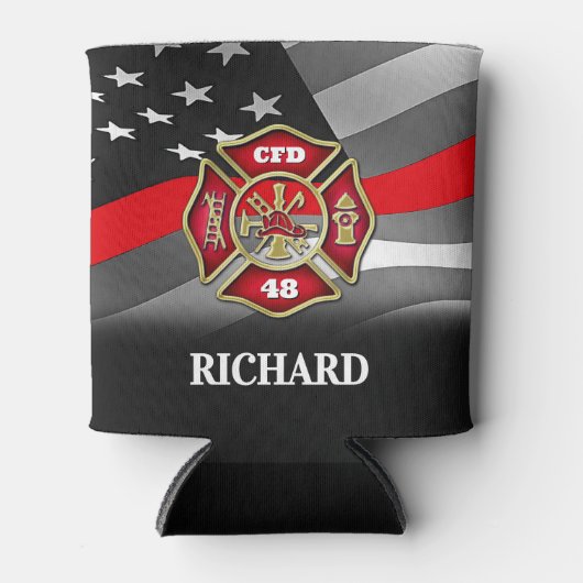 ファイアパーソナライズされたファイターシンレッドラインカスタム 缶クーラー (正面)