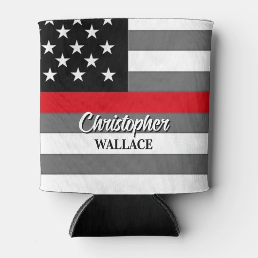 ファイアパーソナライズされたファイターシンレッドラインカスタム 缶クーラー (正面)