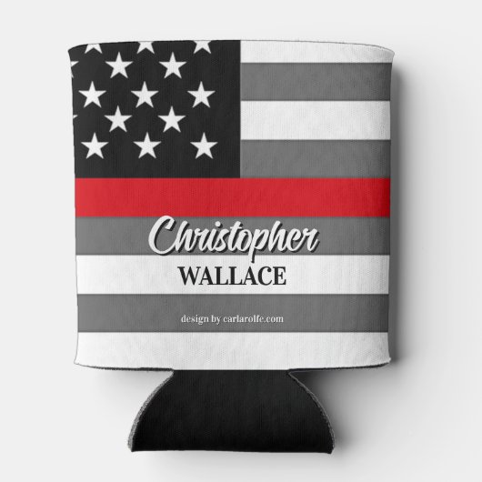 ファイアパーソナライズされたファイターシンレッドラインカスタム 缶クーラー (裏面)