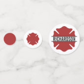 ファイアパーソナライズされたファイター赤ロゴ薄い赤線 コンフェッティ (正面)