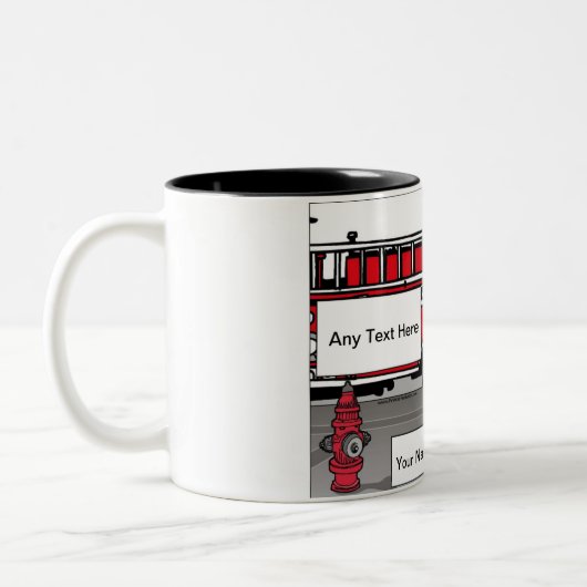 ファイアパーソナライズされたファイター – 男性の漫画 ツートーンマグカップ (左)