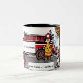 ファイアパーソナライズされたファイター – 男性の漫画 ツートーンマグカップ (中央)