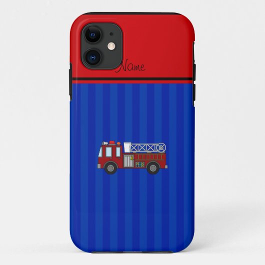 ファイアパーソナライズされたートラックの名前を青ストライプく Case-Mate iPhoneケース (裏面)