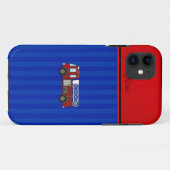 ファイアパーソナライズされたートラックの名前を青ストライプく Case-Mate iPhoneケース (裏面(横))