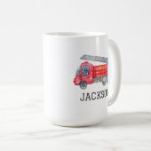 ファイアパーソナライズされたートラック誕生日パーティー コーヒーマグカップ (正面右)