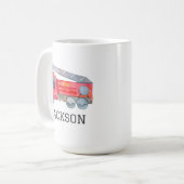 ファイアパーソナライズされたートラック誕生日パーティー コーヒーマグカップ (正面左)