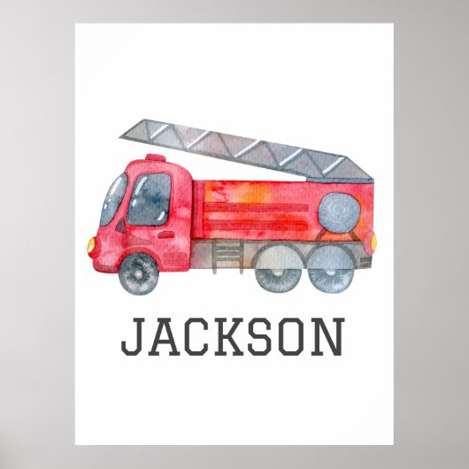 ファイアパーソナライズされたートラック誕生日パーティー ポスター (正面)