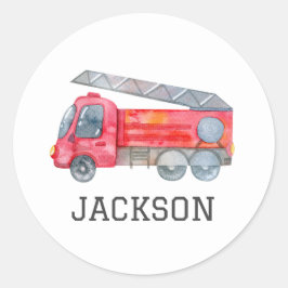 ファイアパーソナライズされたートラック誕生日パーティー ラウンドシール