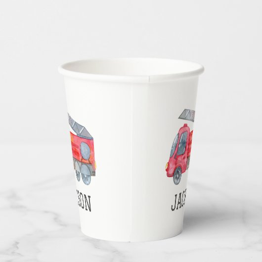 ファイアパーソナライズされたートラック誕生日パーティー 紙コップ (右)