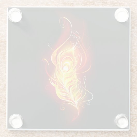 ファイアピーコックの羽根 ガラスコースター (裏面)