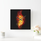 ファイアピーコックの羽根 スクエア壁時計 (ホーム)