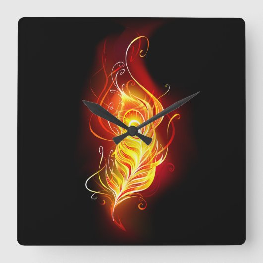 ファイアピーコックの羽根 スクエア壁時計 (正面)