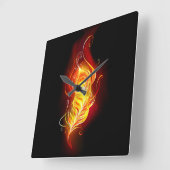 ファイアピーコックの羽根 スクエア壁時計 (傾斜)