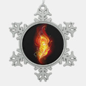 ファイアピーコックの羽根 スノーフレークピューターオーナメント (正面)