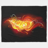 ファイアピーコックの羽根 フリースブランケット (正面(横))