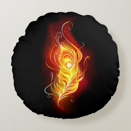 ファイアピーコックの羽根 ラウンドクッション (正面)
