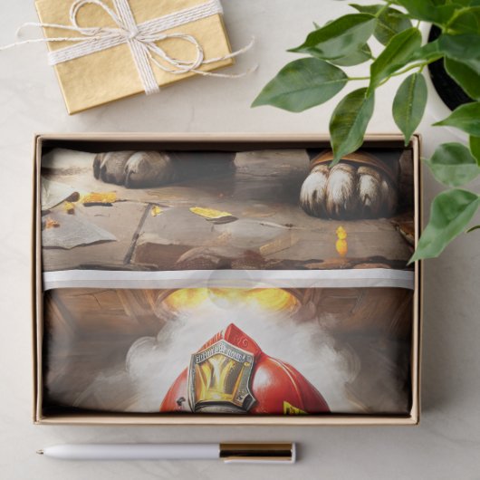 ファイアファイターとしてのヒロイックBassetハウンド犬の演技- 薄葉紙 (ギフト)