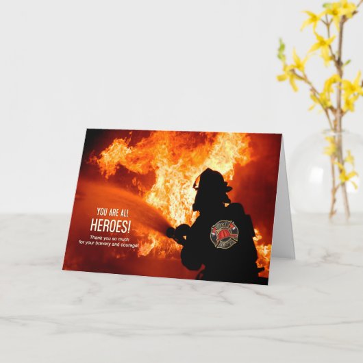 ファイアファイターのヒーローが勇気空白のを与えてくれた カード (黄色い花)