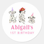 ファイアファイターガールバースデーパーティーのお願い ラウンドシール (正面)