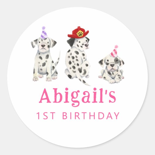 ファイアファイターガールバースデーパーティーのお願い ラウンドシール (正面)