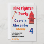 ファイアファイターキッズ写真テンプレート誕生日 招待状 (裏面)