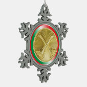 ファイアファイターキャプテンの金ゴールドブグル スノーフレークピューターオーナメント (左)