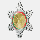 ファイアファイターキャプテンの金ゴールドブグル スノーフレークピューターオーナメント (右)