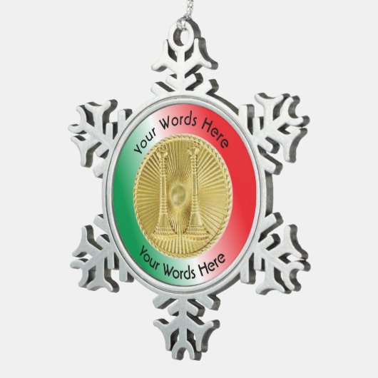 ファイアファイターキャプテン2金ゴールドブグルメダリオン スノーフレークピューターオーナメント (右)