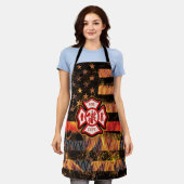 ファイアファイタークロスと炎 エプロン (着用した状態)