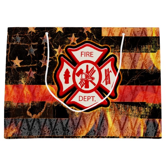 ファイアファイタークロスと炎 ラージペーパーバッグ (正面)