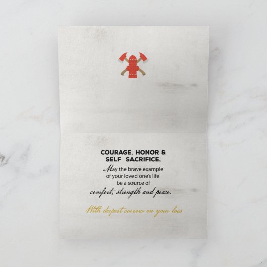 ファイアファイターグランジヒーロー悔やみや弔慰 カード (内部)