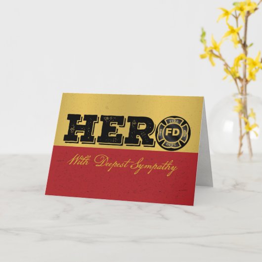 ファイアファイターグランジヒーロー悔やみや弔慰 カード (黄色い花)