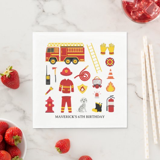 ファイアファイターサウンドザアラーム誕生日 スタンダードランチョンナプキン (インサイチュ)