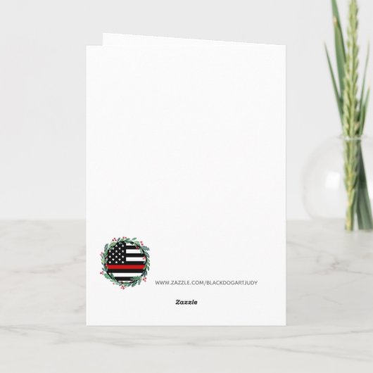 ファイアファイターシンレッドラインクリスマスリースホリデー シーズンカード (裏面)