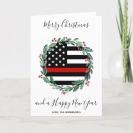 ファイアファイターシンレッドラインクリスマスリースホリデー シーズンカード