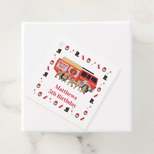 ファイアファイターチャイルドバースデーパーティーテーマデザイン フェイバータグ (インサイチュ)