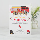 ファイアファイターチャイルドバースデーパーティーテーマデザイン 招待状 (スタンド正面)