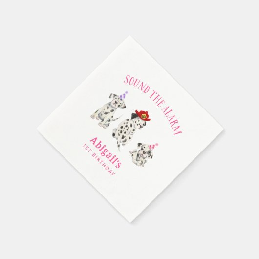 ファイアファイタードッグガール誕生日紙 スタンダードカクテルナプキン (角)