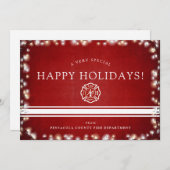 ファイアファイターハッピーホリデーズ | クリスマスカスタムフラット シーズンカード (正面/裏面)