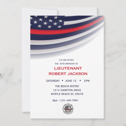 ファイアファイターバースデーパーティーお祝い 招待状 (正面)