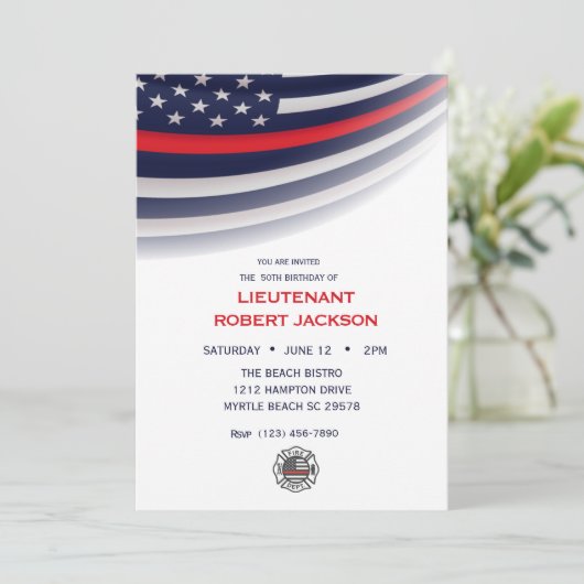 ファイアファイターバースデーパーティーお祝い 招待状 (スタンド正面)