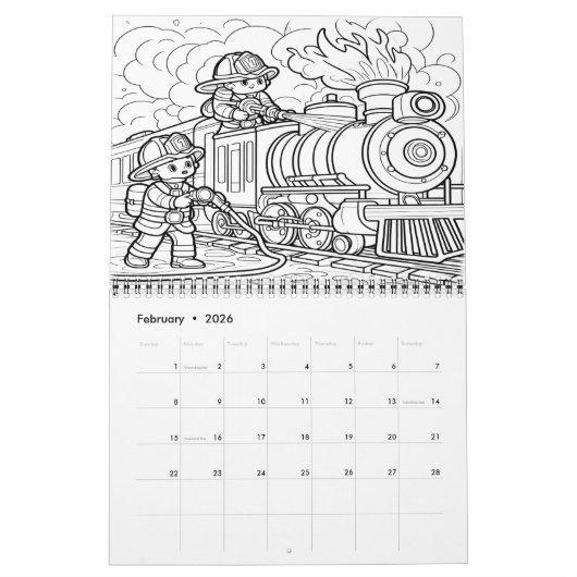 ファイアファイターヒーローズ救助冒険20XX カレンダー (2月 2026)