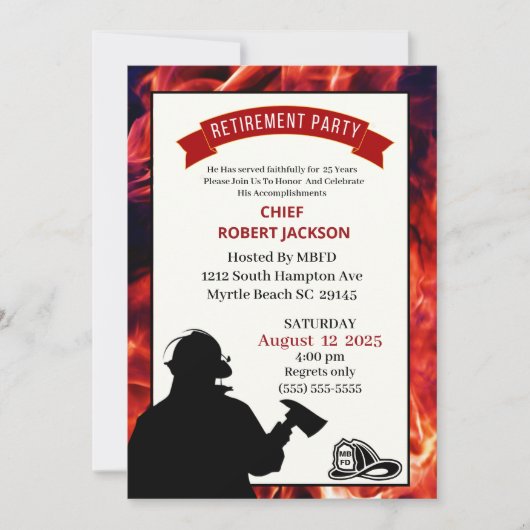 ファイアファイターフラッグ退職パーティの招待状 招待状 (正面)