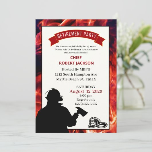 ファイアファイターフラッグ退職パーティの招待状 招待状 (スタンド正面)