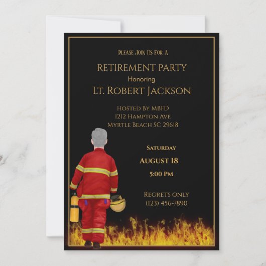 ファイアファイターフレイムリタイアメントパーティの招待状 招待状 (正面)