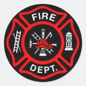 ファイアファイターブラックとレッドロゴ ラウンドシール (正面)