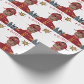 ファイアファイターボーイズ顔インホールフォト誕生日 ラッピングペーパー (角)