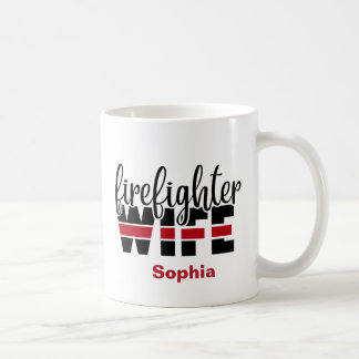 ファイアファイター妻シンレッドラインパーソナライズされた コーヒーマグカップ