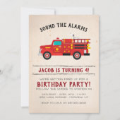 ファイアファイター子供の誕生日招待状 招待状 (正面)